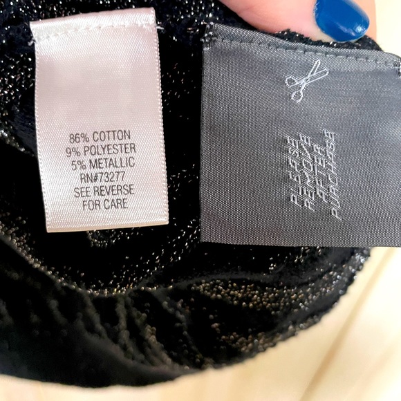 NWT Dana Buchman Black Silver Metallic Textured Scoop Neck Sweater Sz L - Picture 5 of 6